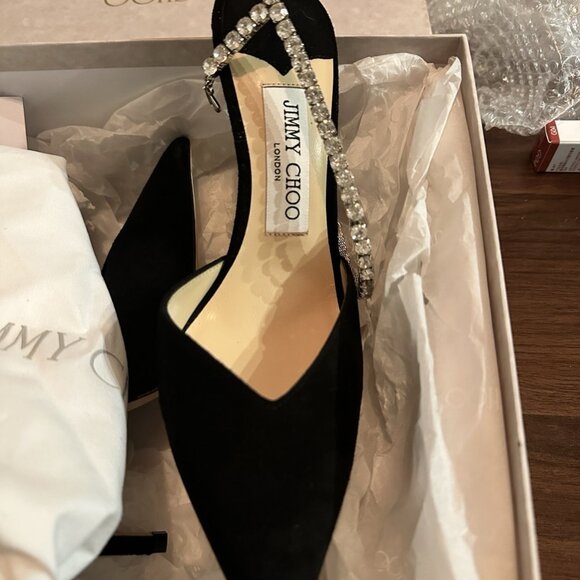 Jimmy Choo Saeda 100 Crystal Chain Embellishment Pump Shoes - Picture 5 of 6